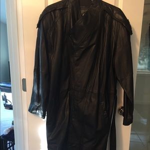 Mens full length leather coat